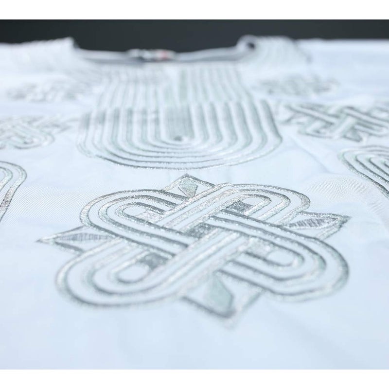 HD African Apparel Agbada Clothing Embroidery Dashiki Shirts and Pants African Men Outfits 3 Pieces, White 3XL - Image 4